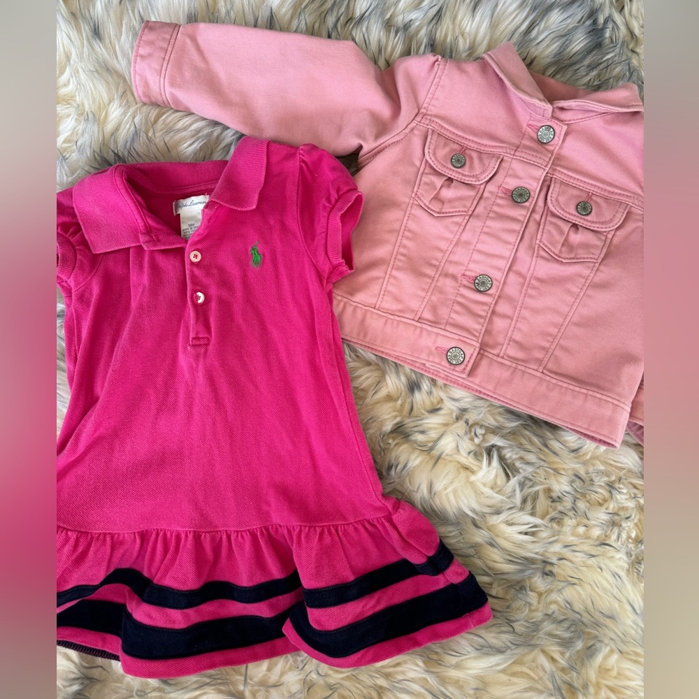 18-24 Months Polo Ralph Lauren Dress and Baby Gap pink jacket set